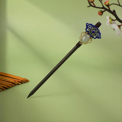 Vintage Cheongsam Hairpin Small Flower Leaves Tassel Wooden Hairpin