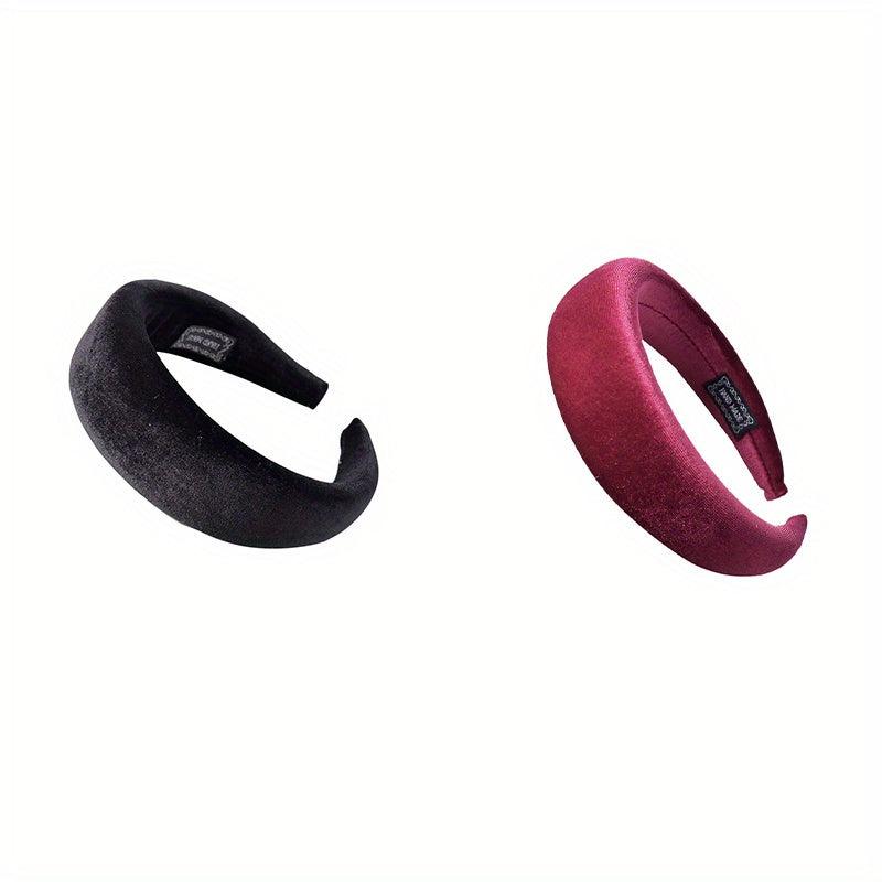 2pcs Velvet Headband Padded Hair Band Sweet Head Hoop Hair Accessories Women Gir