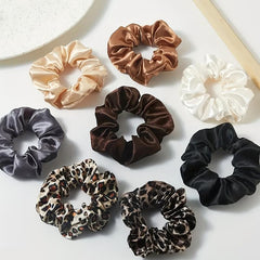 8pcs Solid Scrunchies Hair Tie Soft Hair Rope Ponytail Holder