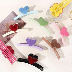 Glossy Hair Claw Heart Decor Sweet Hair Clip Ponytail Holder