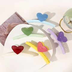Glossy Hair Claw Heart Decor Sweet Hair Clip Ponytail Holder