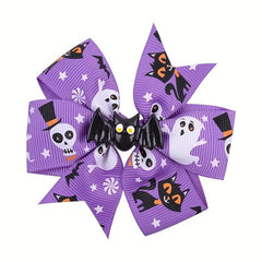 5pcs Pumpkin Skull Bow Hair Clip Halloween Hair Decoration