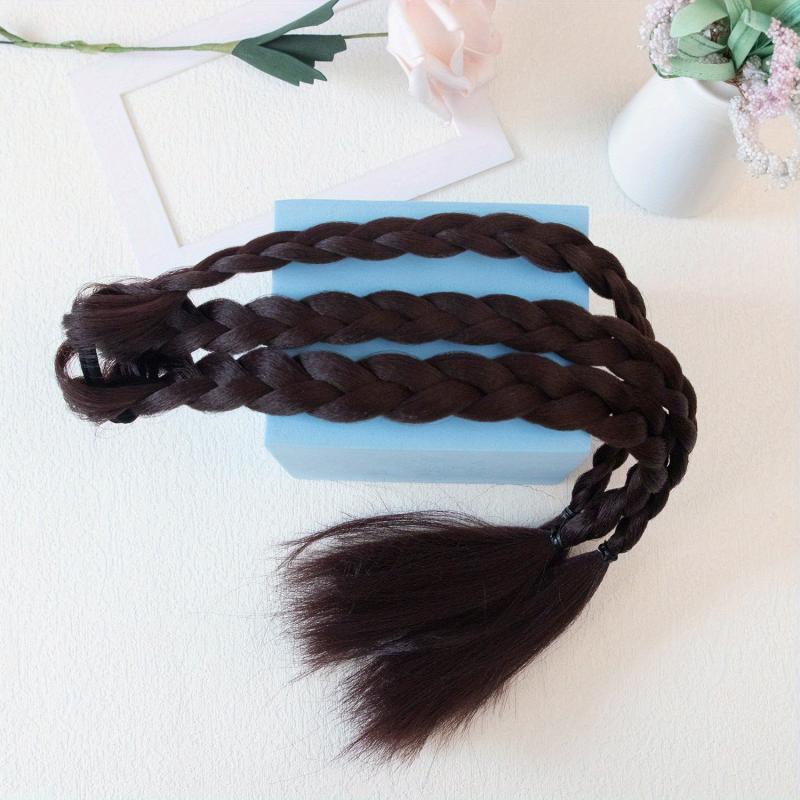 Synthetic Braided Ponytail Extensions Y2K Hairpiece for Women Girls