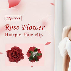 12pcs Rose Hair Clip Hawaiian Style Hair Accessories