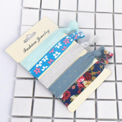 5pcs Knotted Hair Rope Floral Ribbon Hair Tie Hair Ring Elastic Ponytail Holder