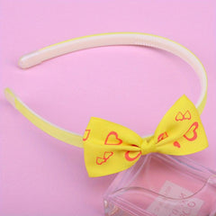 Baby Girls Heart Printed Bow Headband Nonslip Hair Band