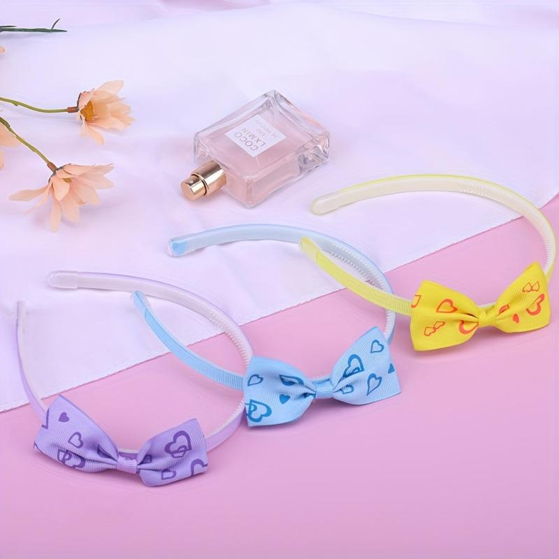Baby Girls Heart Printed Bow Headband Nonslip Hair Band