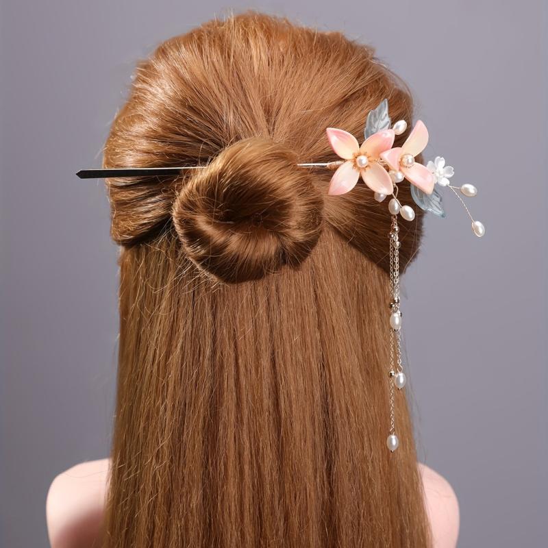 Resin Floral Hair Stick Chinese Style Hair Accessories For Women