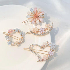 Flower Rhinestone Hair Clip Side Clip Hair Accessories Women