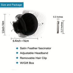 Mesh Faux Feather Hat Duck Billed Clip Veil Head Piece Hair Accessories
