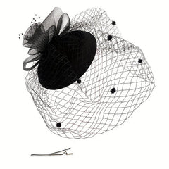 Mesh Faux Feather Hat Duck Billed Clip Veil Head Piece Hair Accessories