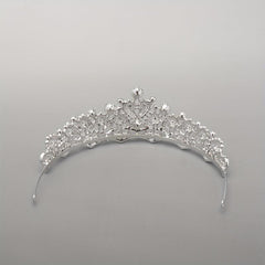 Baroque Bridal Tiara Rhinestone Faux Pearl Crown Headdress