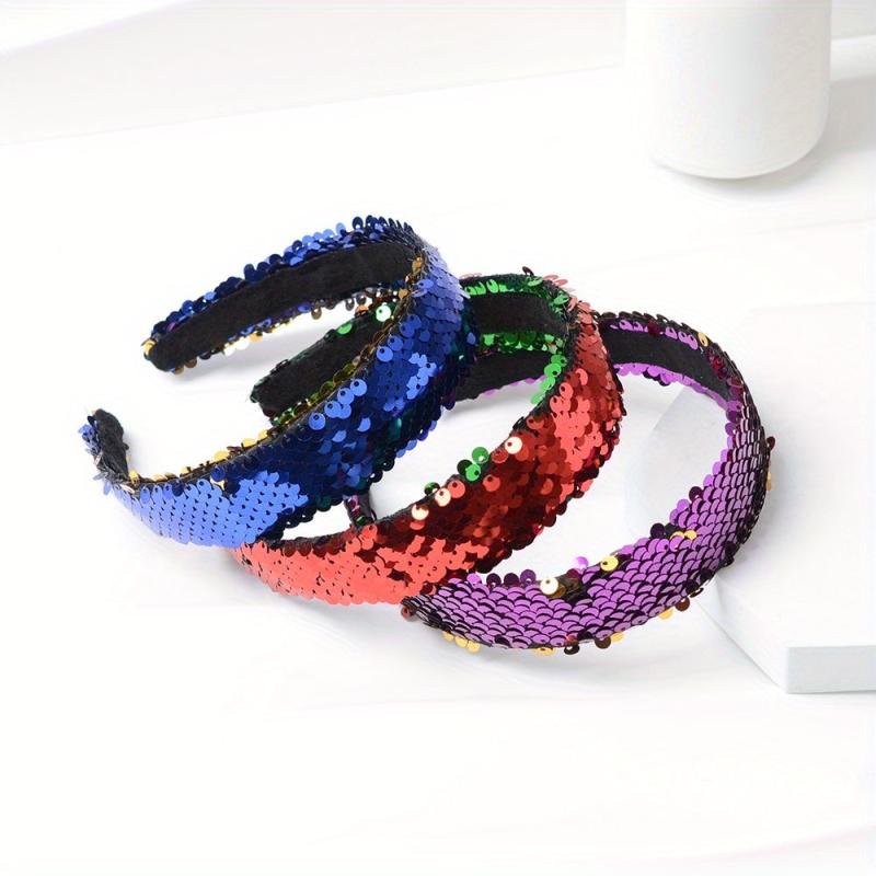 Y2K Gradient Sequin Headband Glitter Hair Band for Party Prom Women Girls