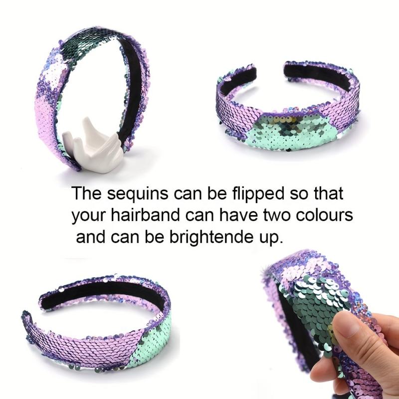 Y2K Gradient Sequin Headband Glitter Hair Band for Party Prom Women Girls