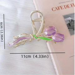 6pcs Flower Butterfly Hair Claw Set Large Shark Claw Ponytail Holder