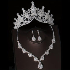 Crystal Bridal Headband Necklace Earrings Set Wedding Accessory