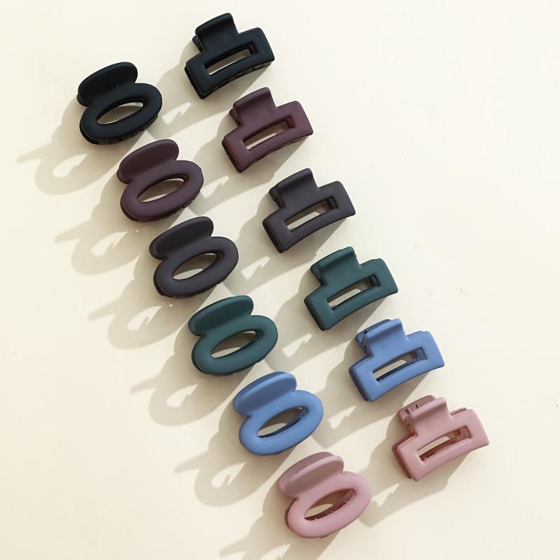 12pcs Matte Hair Claw Square Ponytail Holder Hair Accessories For Women