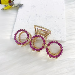Purple Rhinestone Hoop Hair Claw Clip for Women