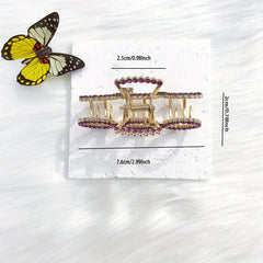 Purple Rhinestone Hoop Hair Claw Clip for Women