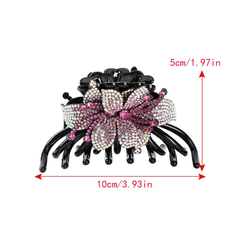 Rhinestone & Flower Hair Claw Vintage Banana Clip Headwear