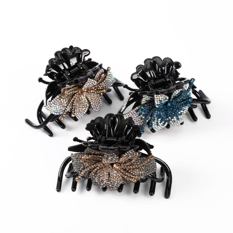 Rhinestone & Flower Hair Claw Vintage Banana Clip Headwear