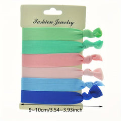 6pcs Knotted Ribbon Hair Tie Wide Hair Rope Bracelet Elastic