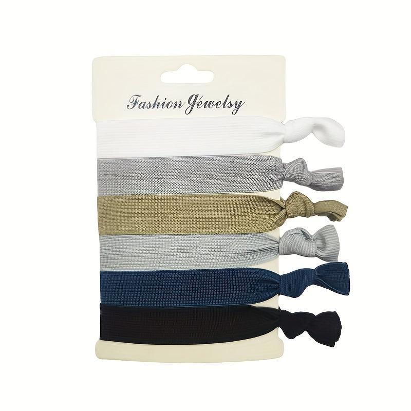 6pcs Knotted Ribbon Hair Tie Wide Hair Rope Bracelet Elastic
