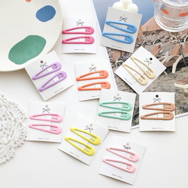 2pcs Hair Snap Clips Pins Barrette Candy Metal Hair Barrettes Women Girls