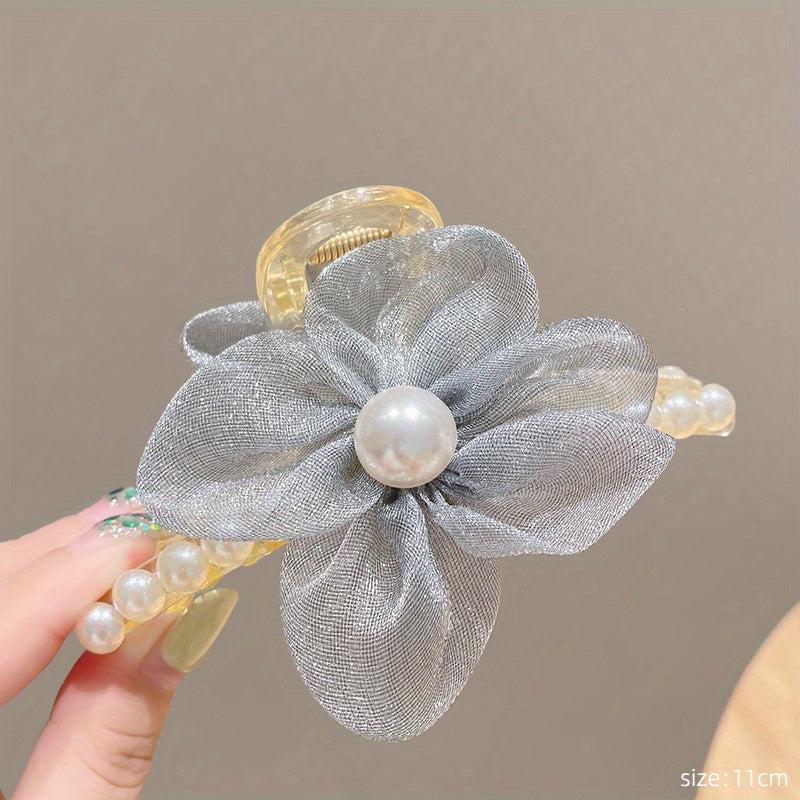 Organza Flower Hair Claw Ponytail Holder Hair Clip Hair Accessories