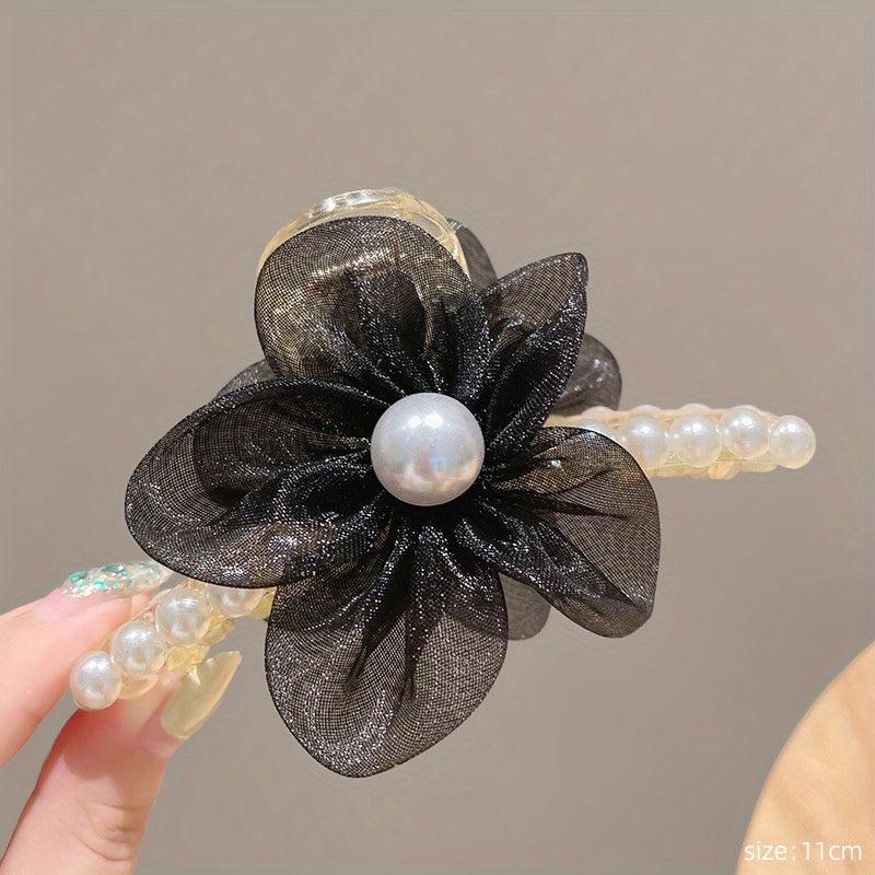 Organza Flower Hair Claw Ponytail Holder Hair Clip Hair Accessories