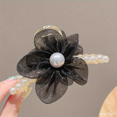 Organza Flower Hair Claw Ponytail Holder Hair Clip Hair Accessories