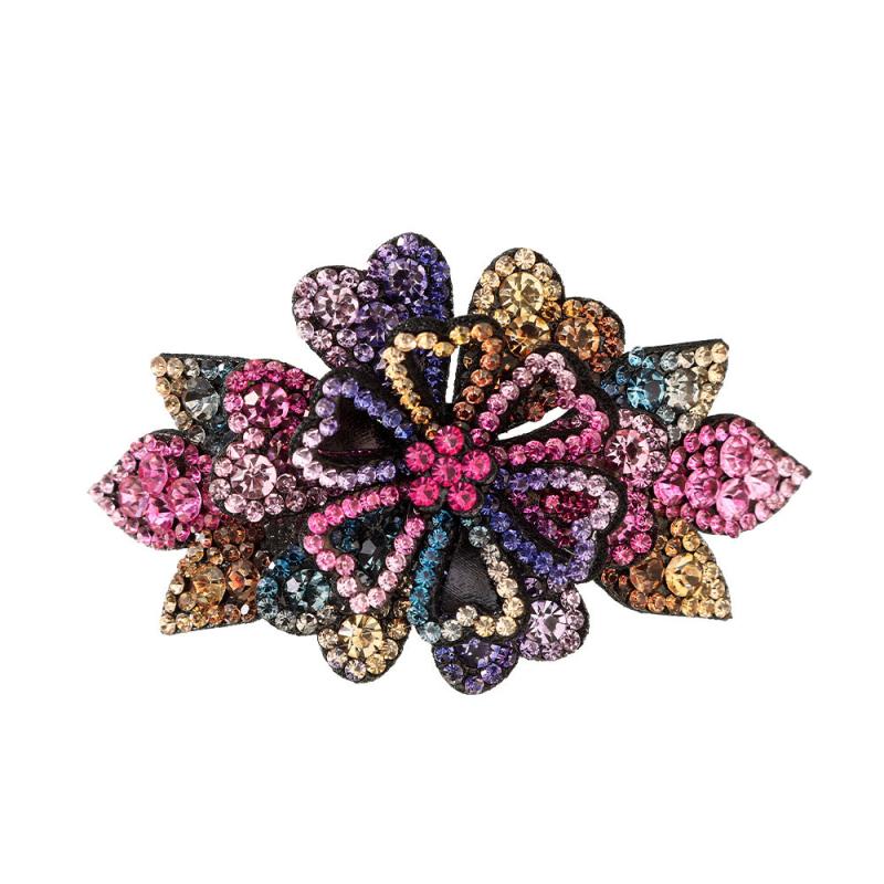 Rhinestone Double Flower Hair Clip Hairpins Pearls Dovetail Clips
