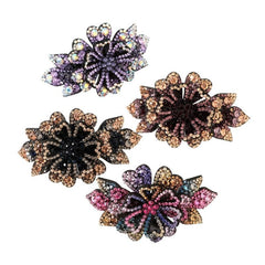 Rhinestone Double Flower Hair Clip Hairpins Pearls Dovetail Clips