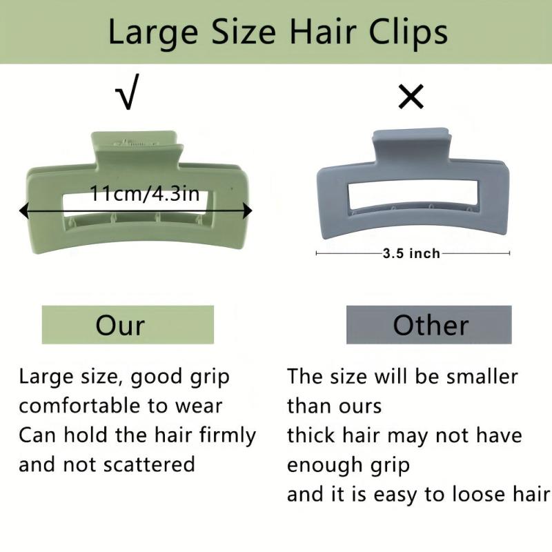 10pcs Large Hair Claw Rectangle Hair Clips for Thick Hair Non Slip