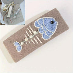Fish Bone Embroidered Snap Clip Fabric Hair Clip Sweet Hair Clip