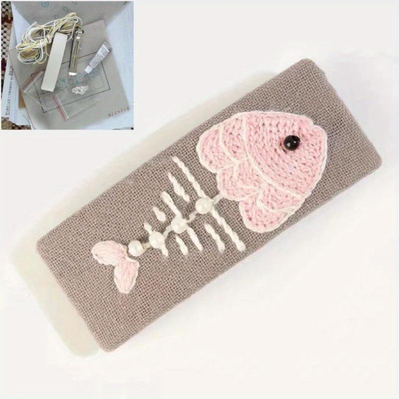 Fish Bone Embroidered Snap Clip Fabric Hair Clip Sweet Hair Clip