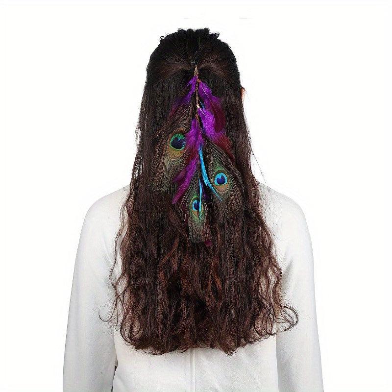Boho Faux Feather Hairpin Headdress for Women Girls