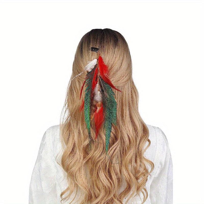 Boho Faux Feather Hairpin Headdress for Women Girls