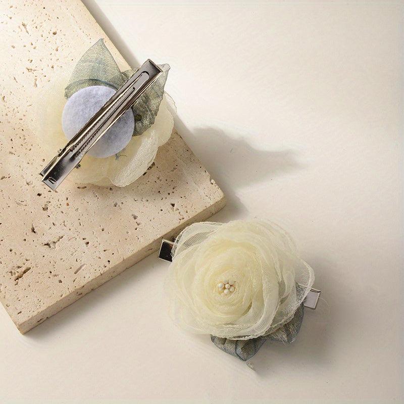 Organza Camellia Hair Claw Bridal Hair Clip Wedding Hair Accessories