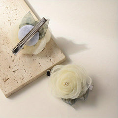 Organza Camellia Hair Claw Bridal Hair Clip Wedding Hair Accessories