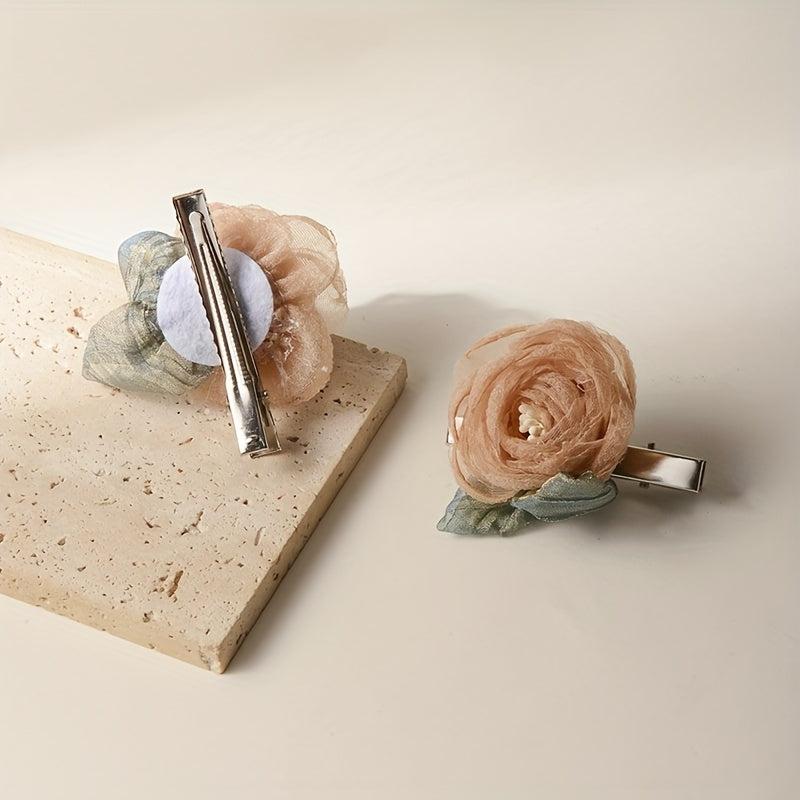 Organza Camellia Hair Claw Bridal Hair Clip Wedding Hair Accessories