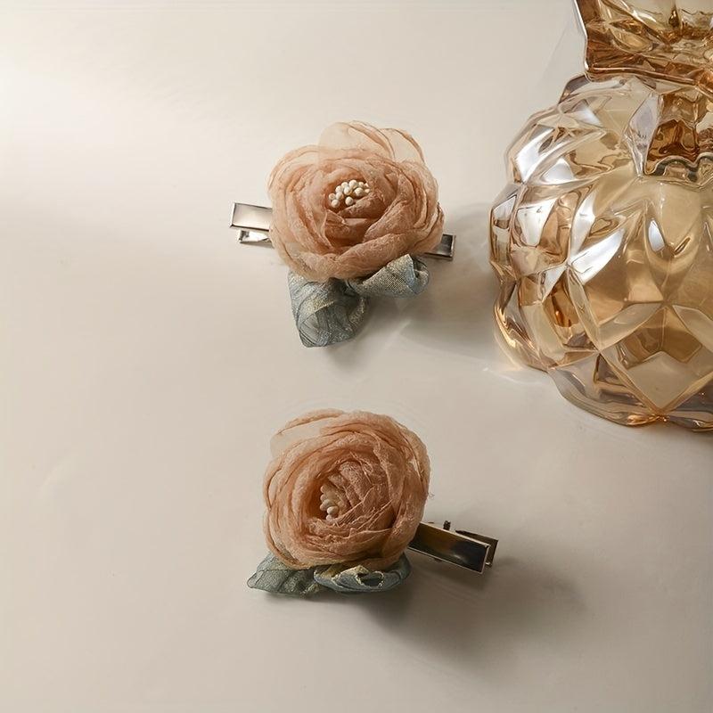 Organza Camellia Hair Claw Bridal Hair Clip Wedding Hair Accessories
