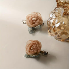 Organza Camellia Hair Claw Bridal Hair Clip Wedding Hair Accessories