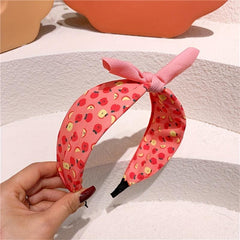 Fruit Printed Pattern Headband Bow Wide Brim Headband Headwear Female