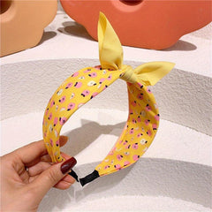 Fruit Printed Pattern Headband Bow Wide Brim Headband Headwear Female