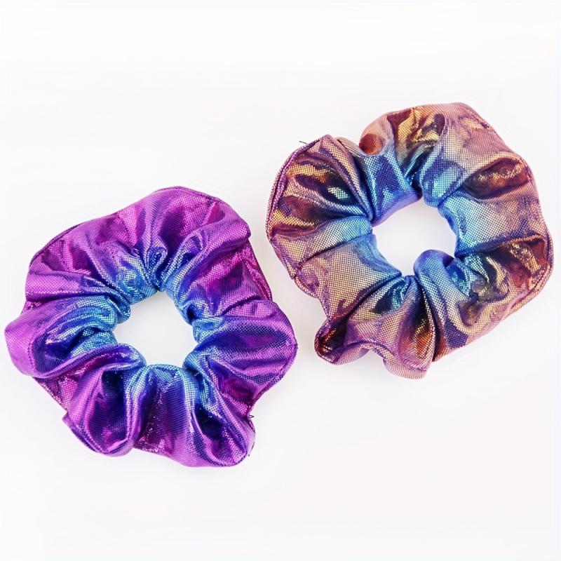 14pcs Holographic Scrunchies Hair Tie Y2K Gradient Laser Hair Rope Bracelet