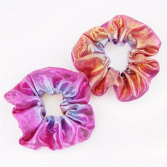 14pcs Holographic Scrunchies Hair Tie Y2K Gradient Laser Hair Rope Bracelet