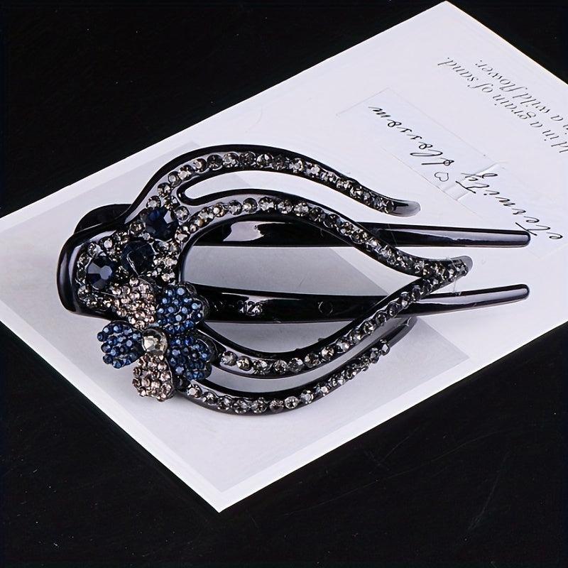 Flower & Rhinestone Hair Claw Large Hair Pin Headwear Hair Styling Accessory
