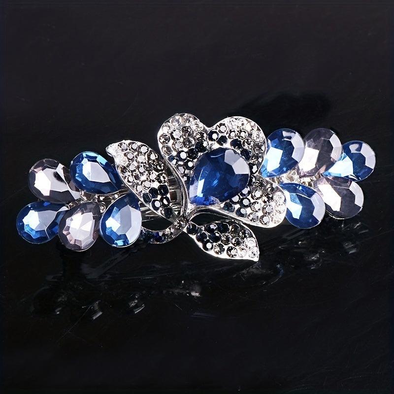 Crystal Flower Back Head Hair Clip French Barrette Hair Accessories
