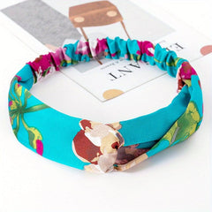 Retro Printed Wide Headband Cross Knotted Elastic Leopard Prints Hair